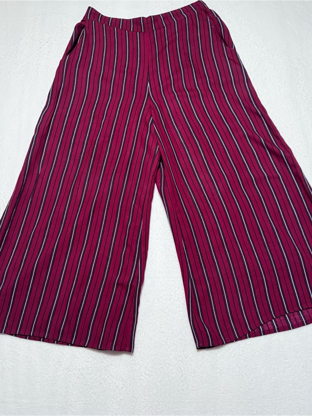 Hollister Kids Wide-Leg Striped Skirt-Pants in Berry and Black